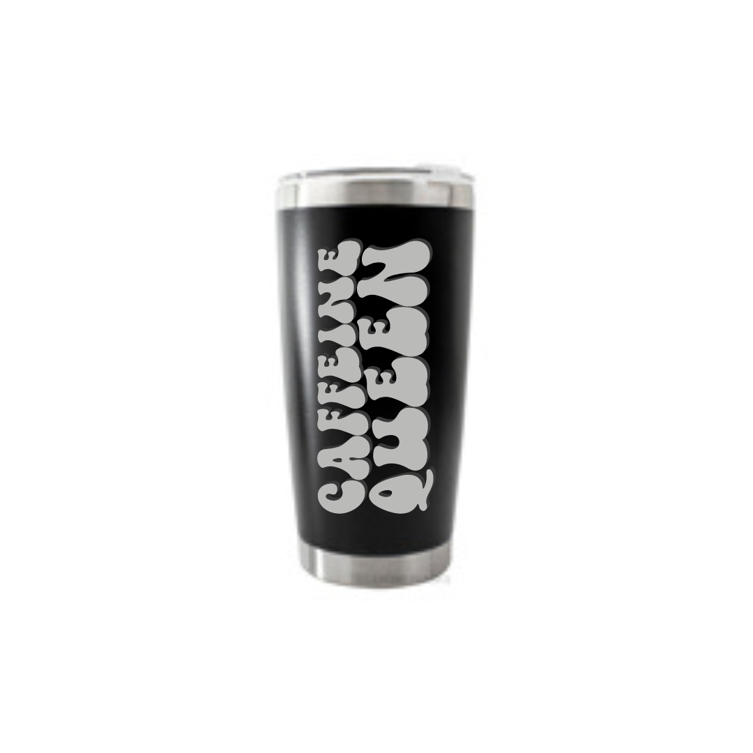 Personalised Gift: Thermal Travel Mug, Caffeine Queen Design