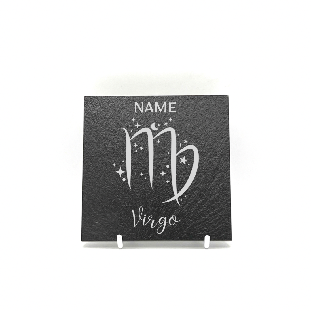 Personalised Gift: Personalised, Slate Coaster, Sign of the Zodiac, Star Sign & Any Name