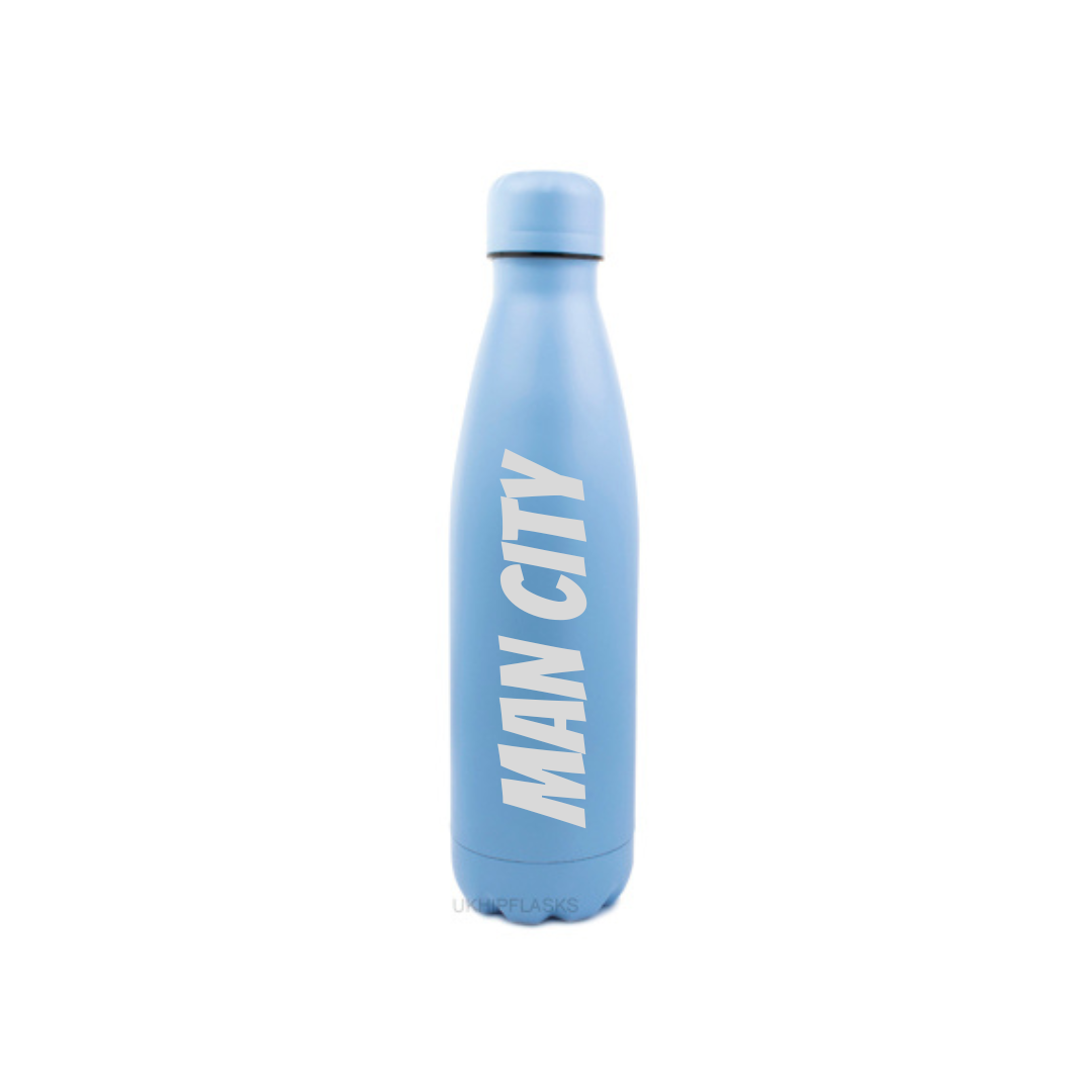Personalised Gift: Steel Water Bottle, Any Club Name & Any Name