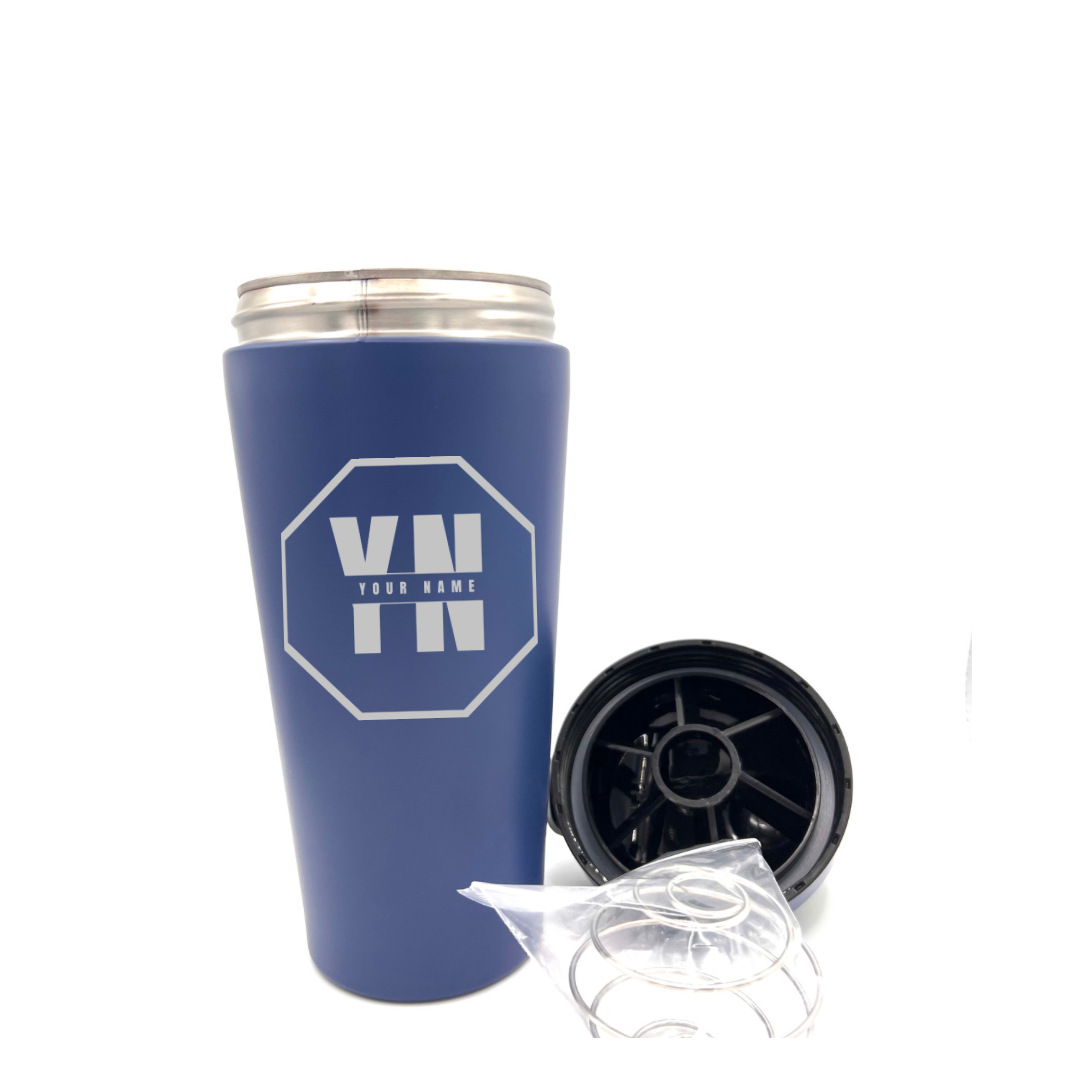 Personalised Gift: Custom Steel Protein Shaker, Fitness Gift, Gym Gift, Any Name & Initials