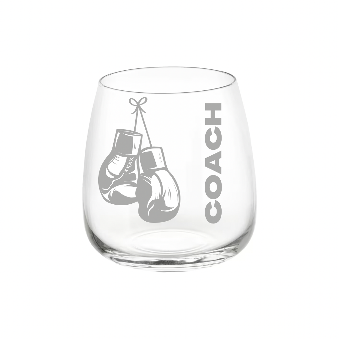 Personalised Gift: Personalised Glass, Boxing Design, Any Name