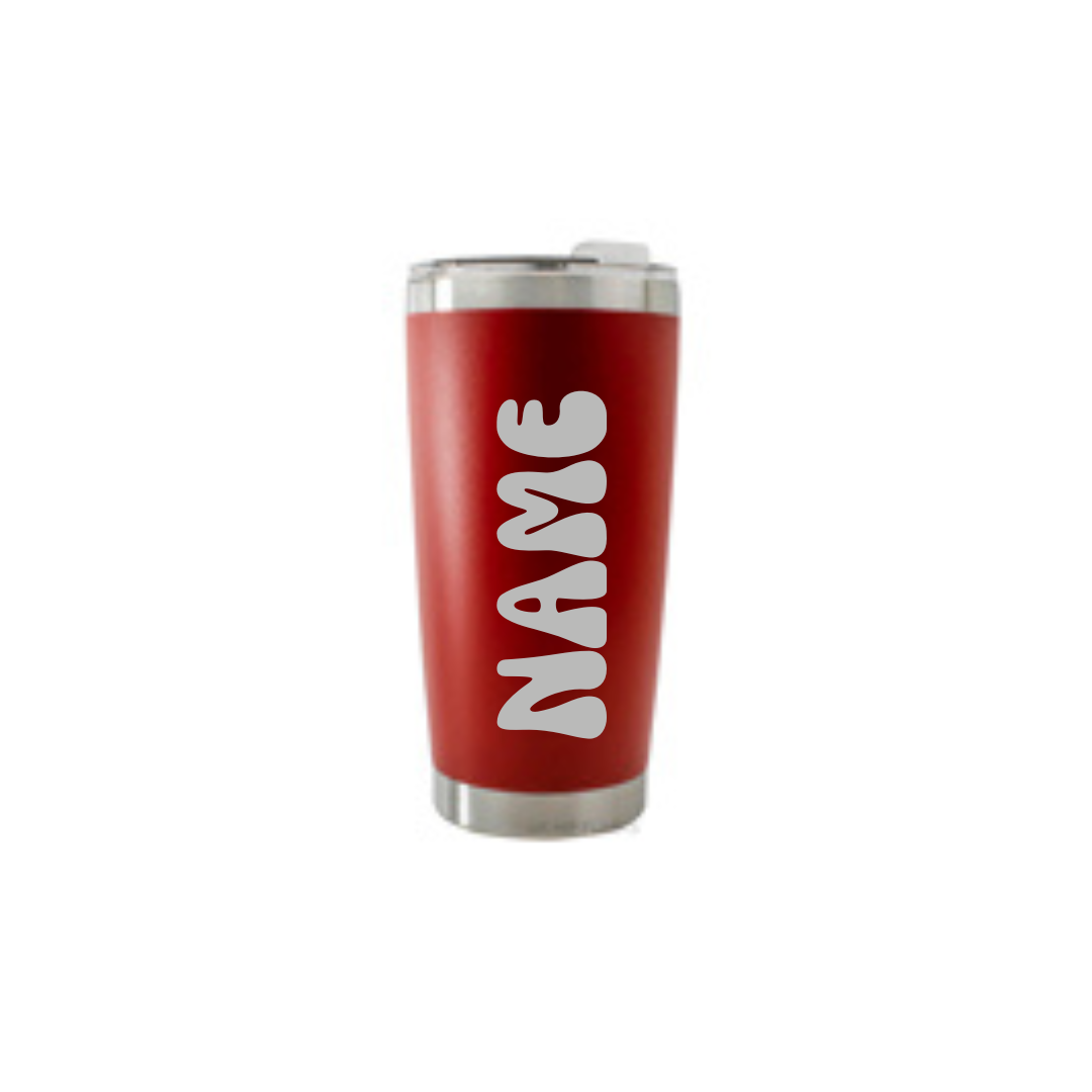 Personalised Gift: Thermal Travel Mug, Happy Birthday Design