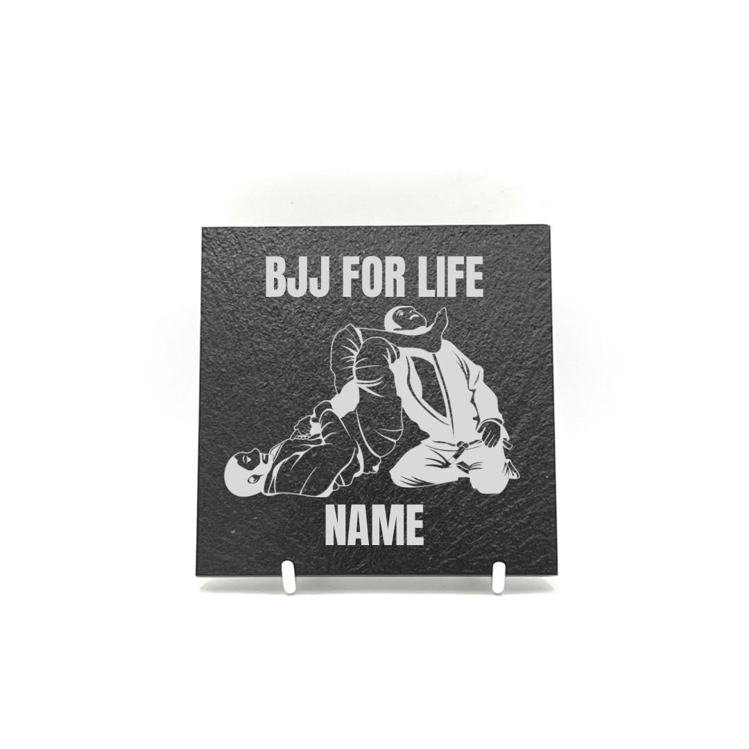 Personalised Gift: Slate Coaster, BJJ, Jiu Jitsu, Design & Any Name