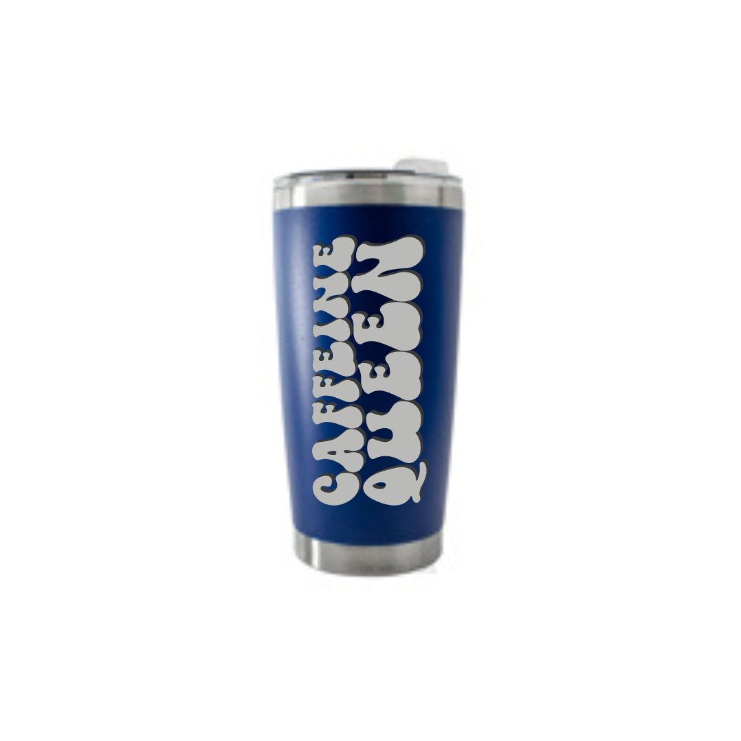 Personalised Gift: Thermal Travel Mug, Caffeine Queen Design