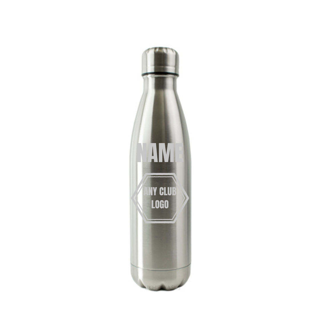Personalised Gift: Gym Logo Steel Water Bottle, Personalised with Any Name & Any Gym Logo