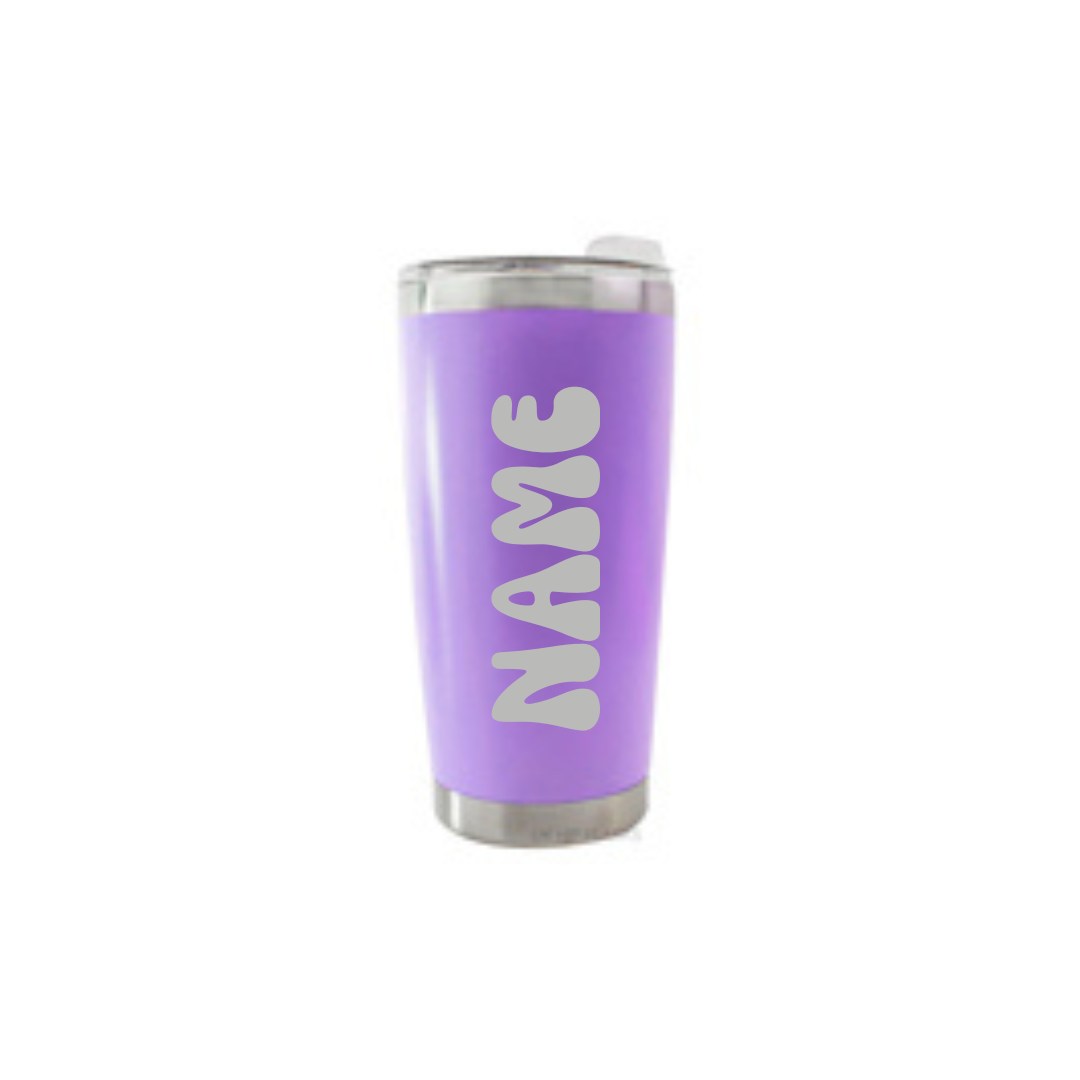 Personalised Gift: Thermal Travel Mug, Happy Birthday Design
