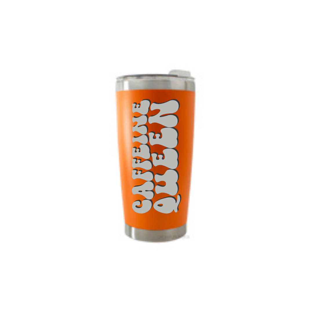Personalised Gift: Thermal Travel Mug, Caffeine Queen Design