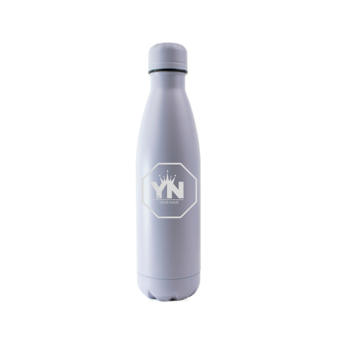 Personalised Gift: Steel Water Bottle, Personalised with Your Name & Initials In the King Octagon Logo