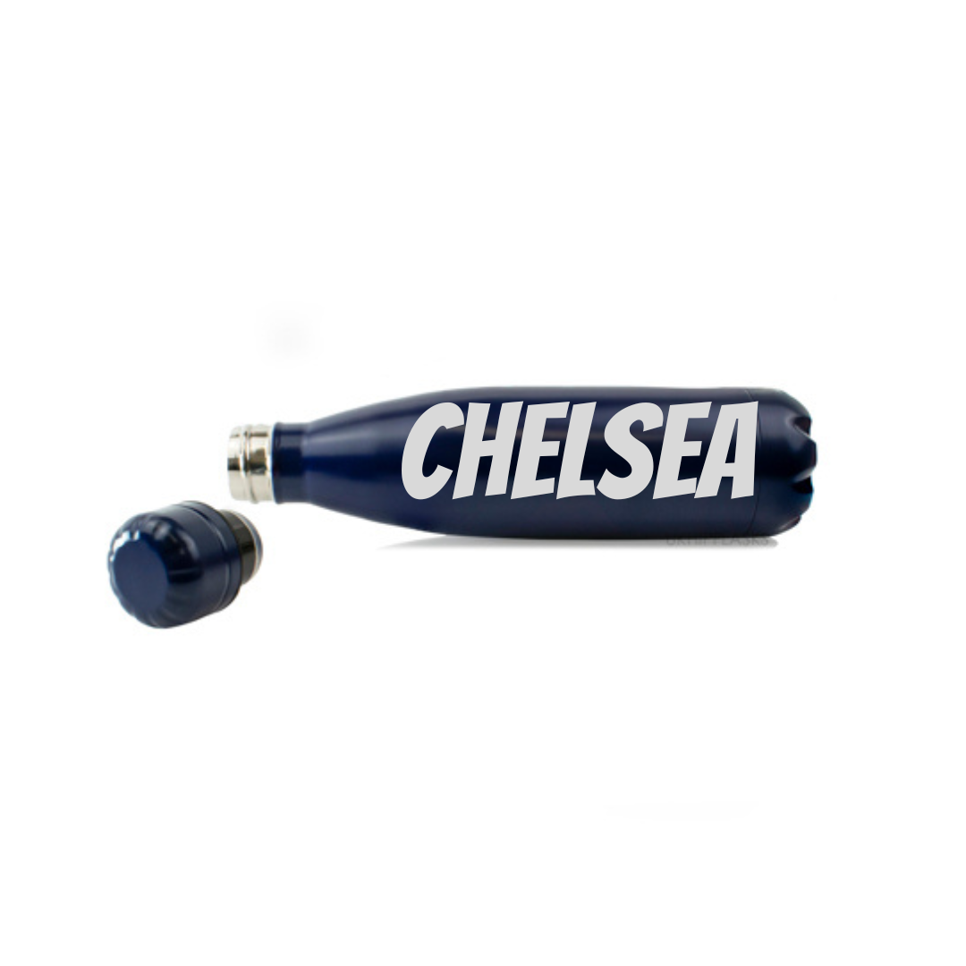 Personalised Gift: Steel Water Bottle, Any Club Name & Any Name