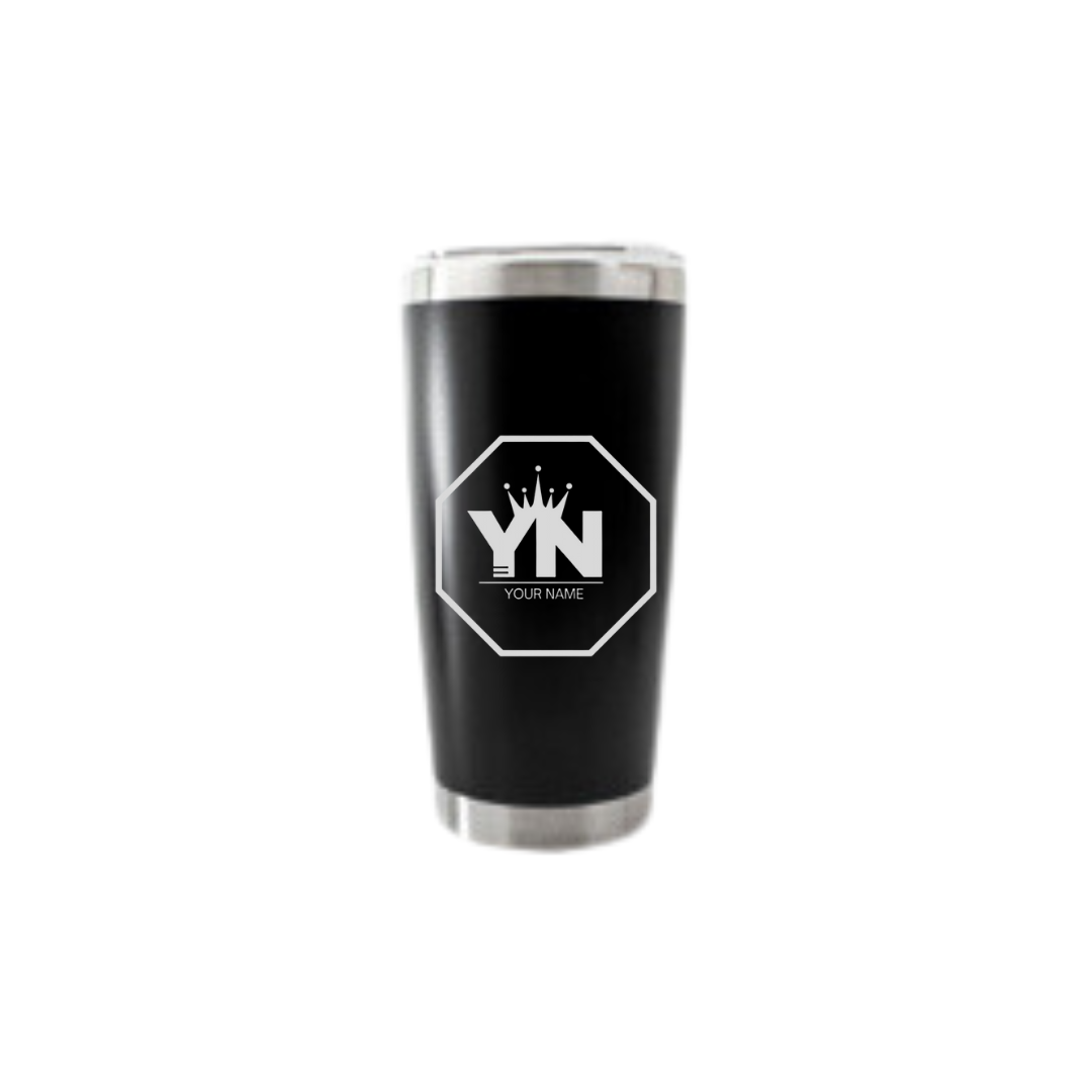 Personalised Gift: Thermal Travel Mug, Logo Design, Your Name & Initials
