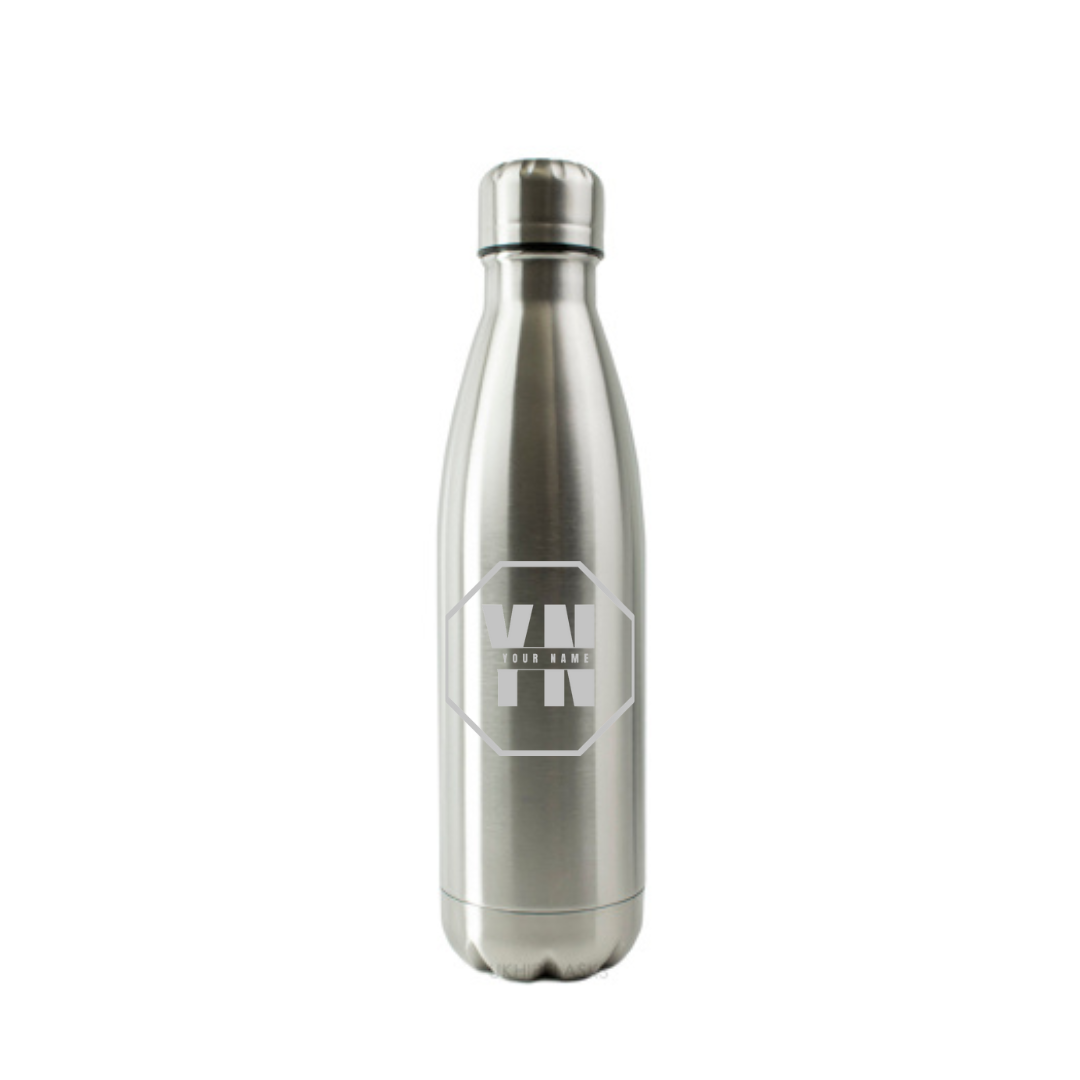 Personalised Gift: Steel Water Bottle, Personalised with Any Name & Initials