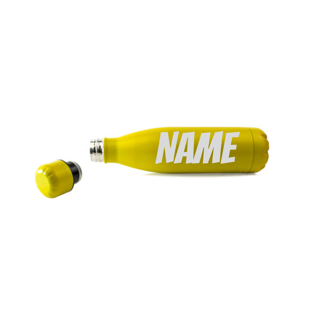Personalised Gift: Steel Water Bottle, Any Club Name & Any Name