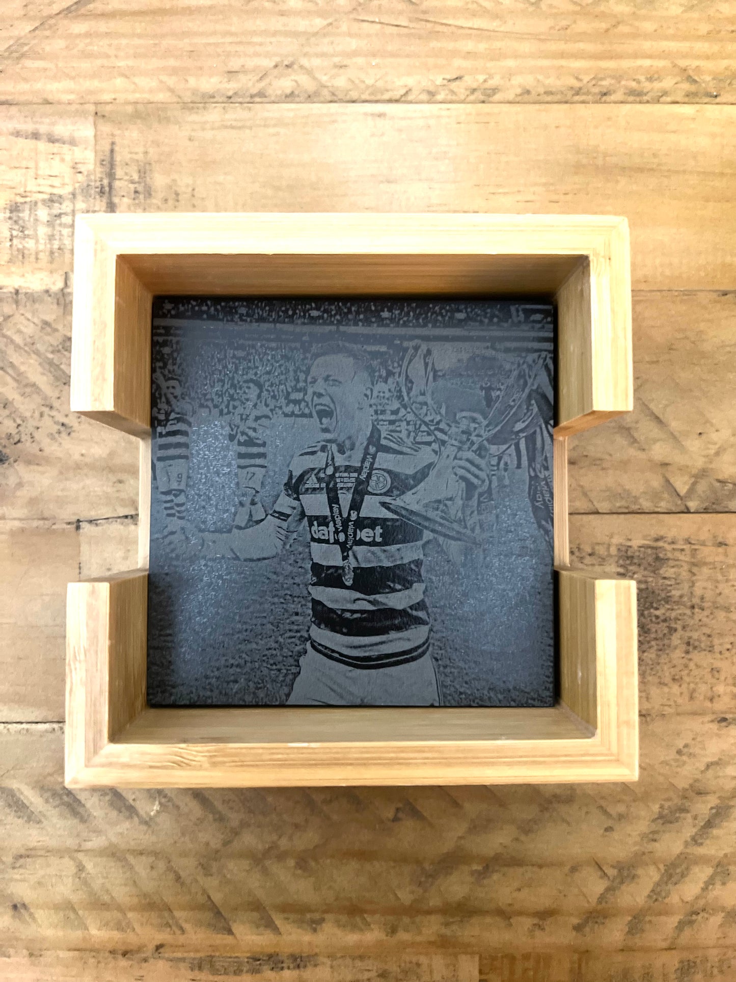 Personalised Gift: Celtic Champions Slate Coaster Gift Set, With Box