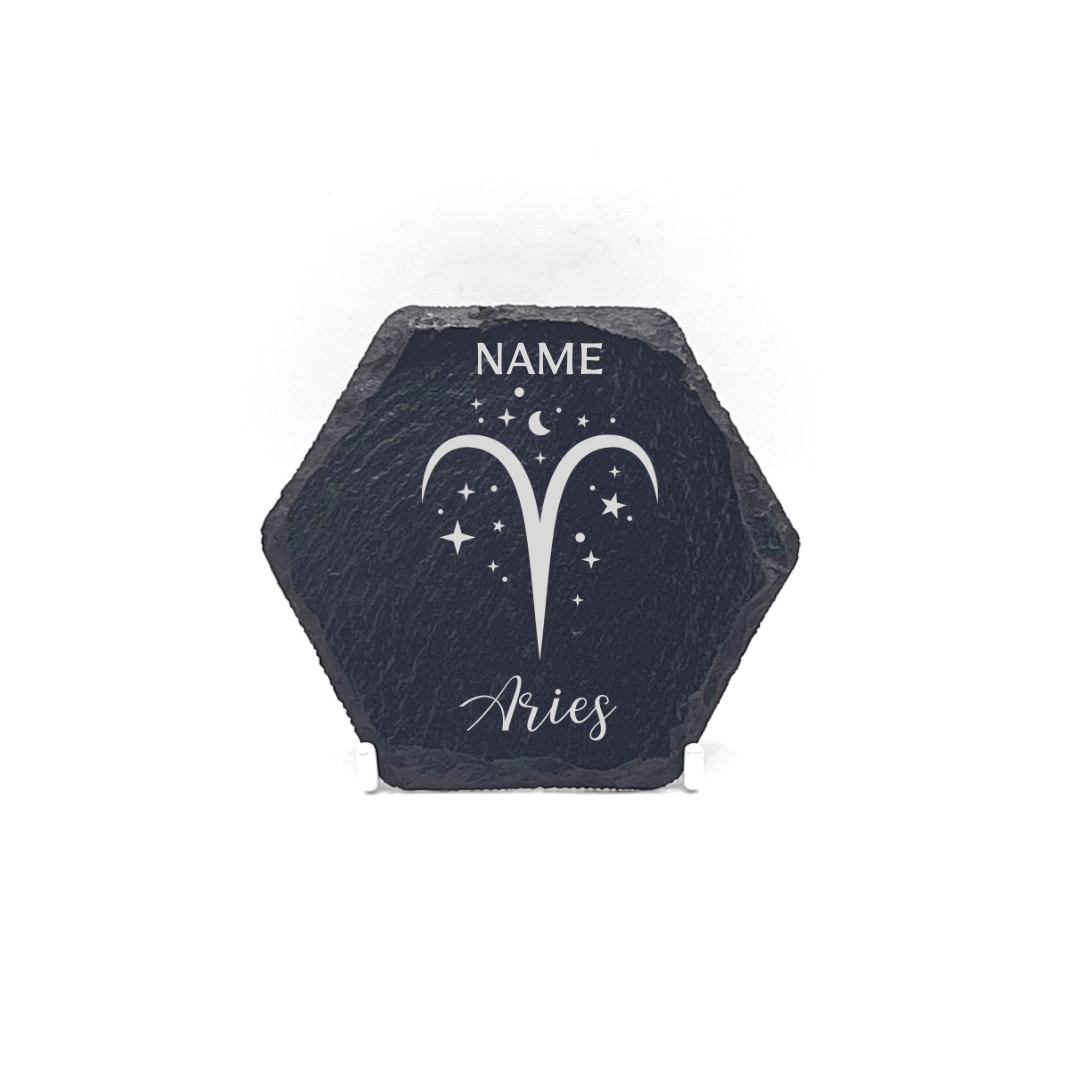 Personalised Gift: Personalised, Slate Coaster, Sign of the Zodiac, Star Sign & Any Name