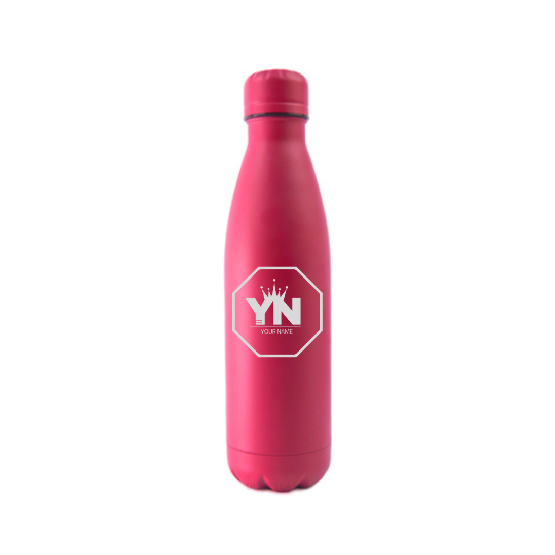 Personalised Gift: Steel Water Bottle, Personalised with Your Name & Initials In the King Octagon Logo