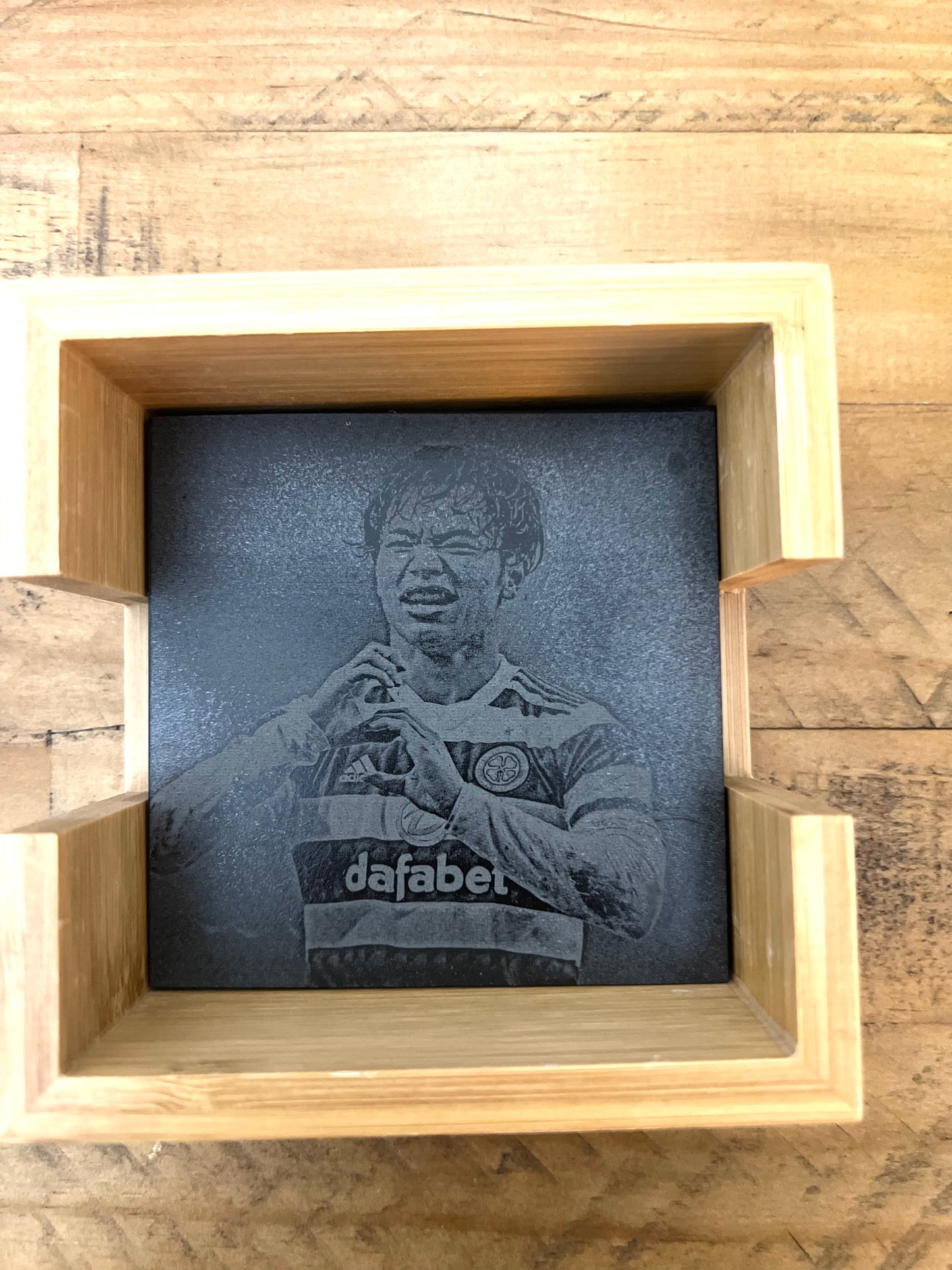 Personalised Gift: Celtic Champions Slate Coaster Gift Set, With Box