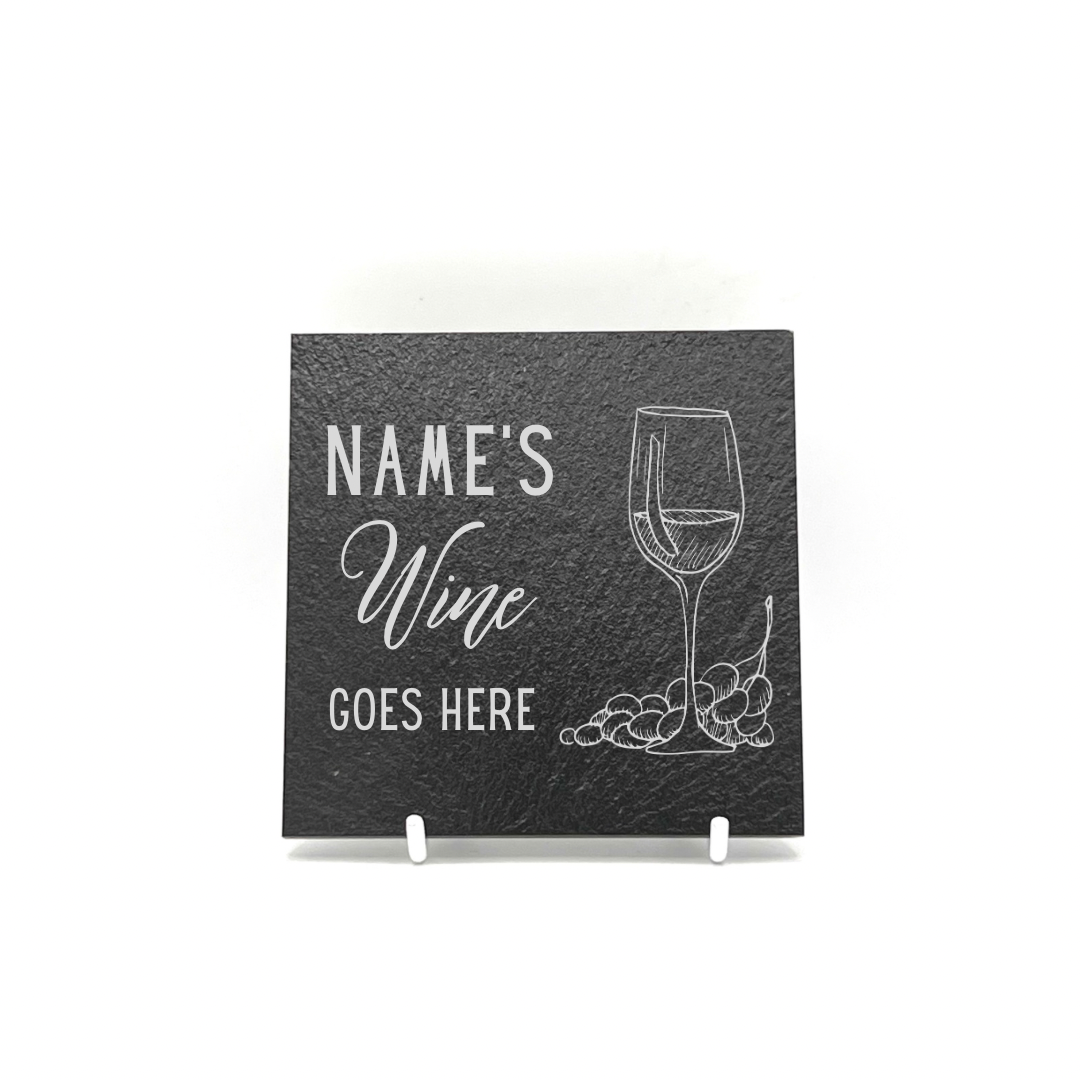 Personalised Gift: Slate Coaster, Personalised with Your Favourite Drink & Your Name. Gin, Beer, Wine, Tea, Coffee, Vodka, Whiskey, Champagne, Cocktails, Prosecco