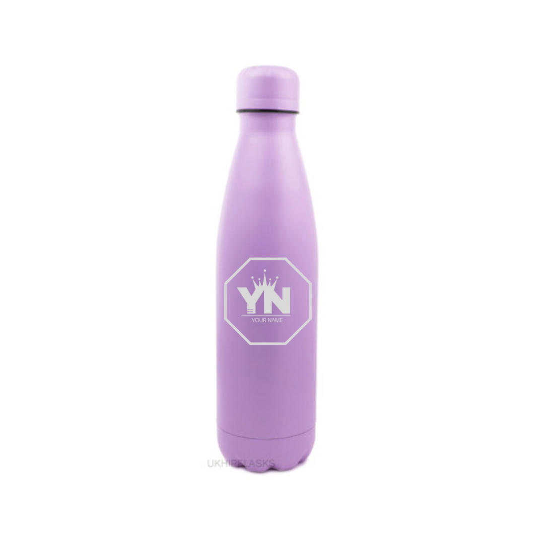 Personalised Gift: Steel Water Bottle, Personalised with Your Name & Initials In the King Octagon Logo