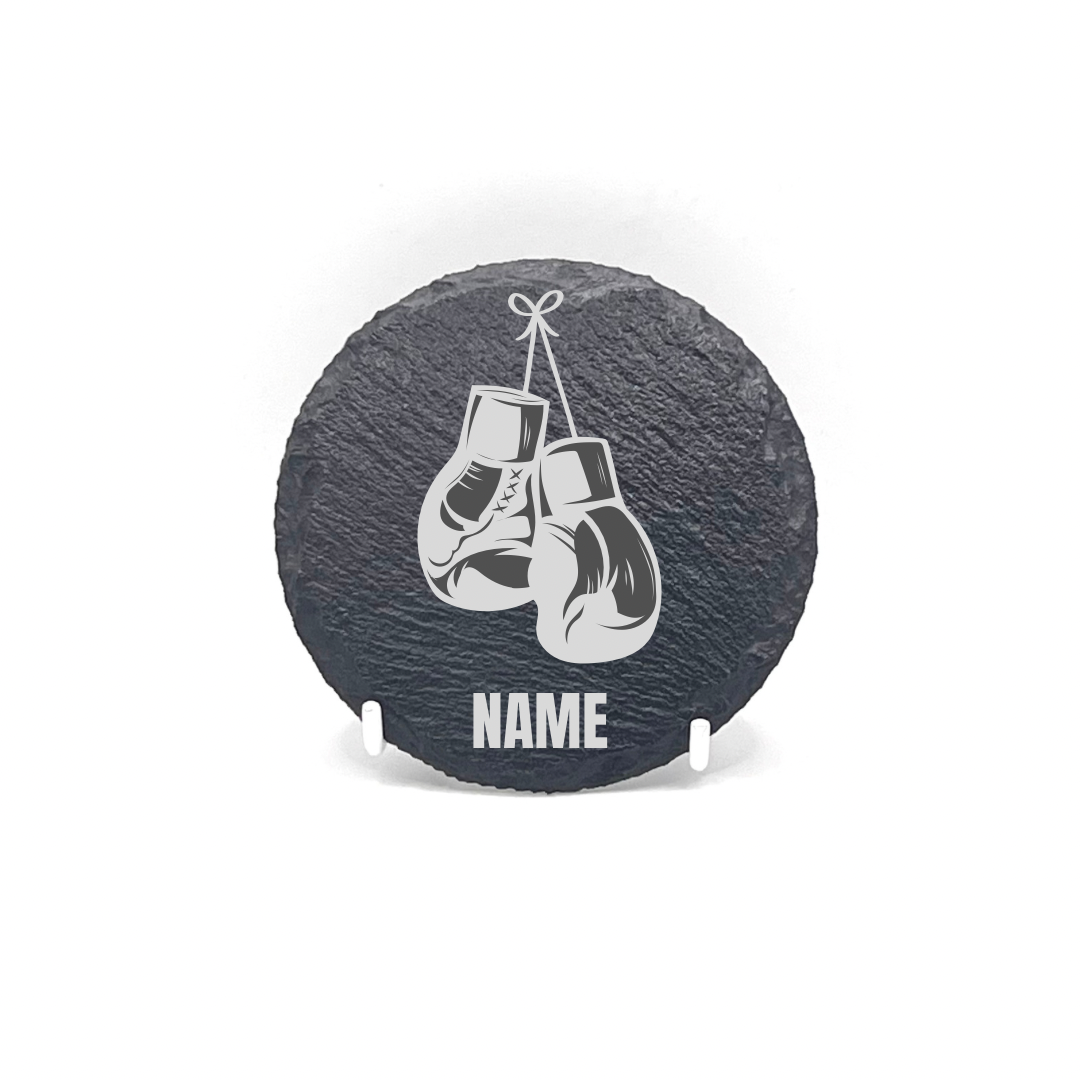 Personalised Gift: Slate Coaster, Boxing, Any Name