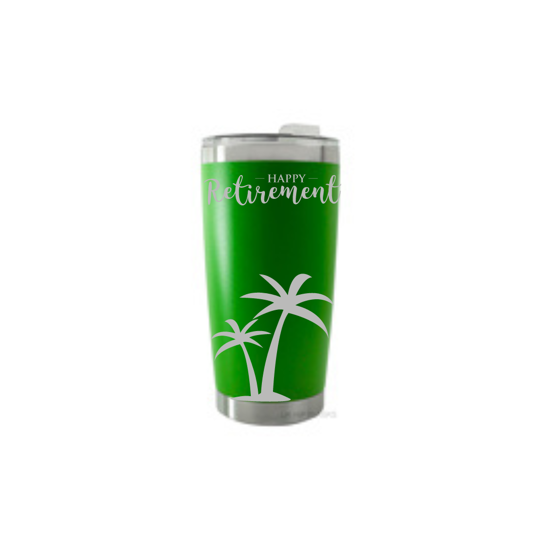 Personalised Gift: Thermal Travel Mug, Happy Retirement Design
