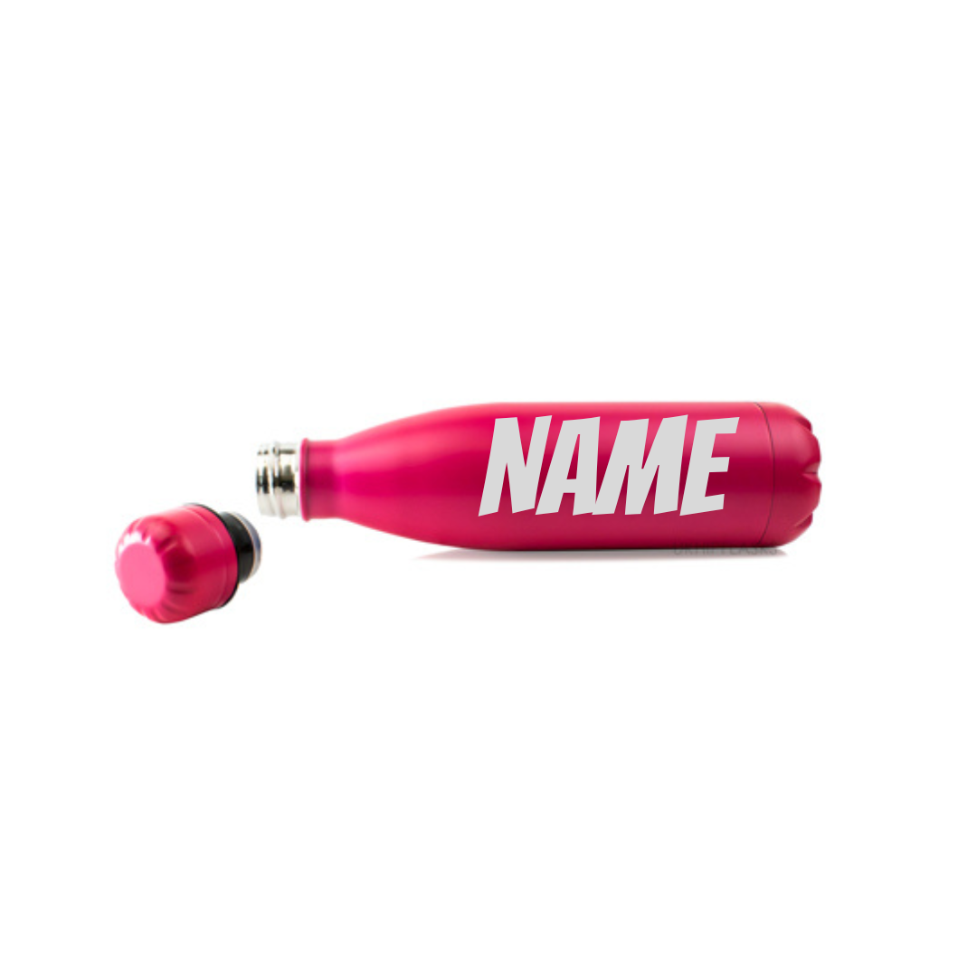 Personalised Gift: Steel Water Bottle, Any Club Name & Any Name