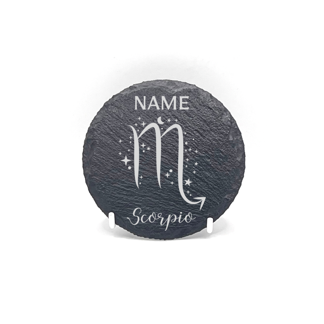 Personalised Gift: Personalised, Slate Coaster, Sign of the Zodiac, Star Sign & Any Name