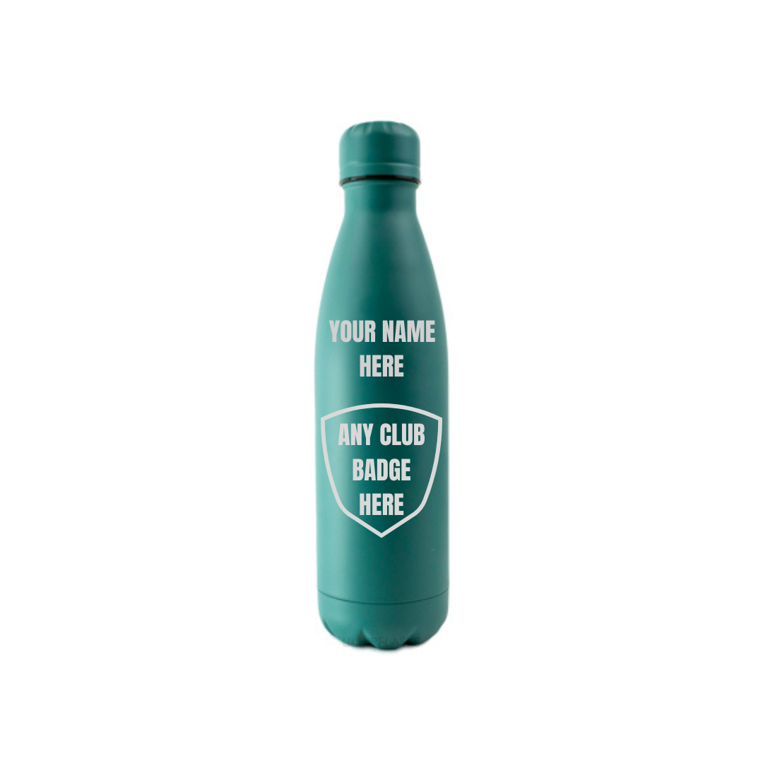 Personalised Gift: Steel Water Bottle, Any Club Badge & Any Name