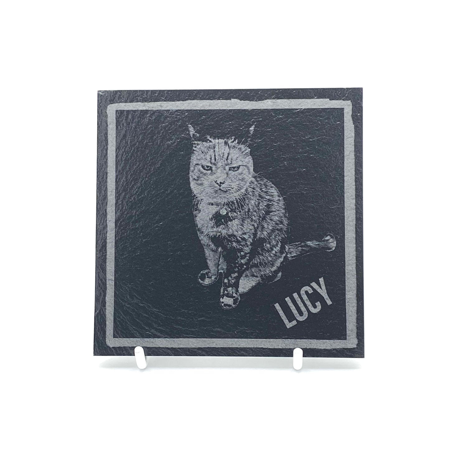 Personalised Gift: Slate Coaster, Your Pet & Name, Dog, Cat, Rabbit, Fish, Hamster, Lizard
