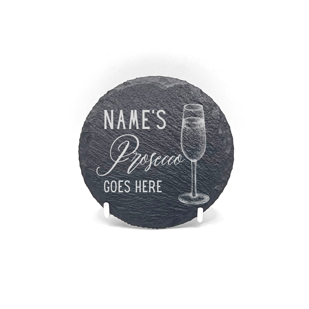 Personalised Gift: Slate Coaster, Personalised with Your Favourite Drink & Your Name. Gin, Beer, Wine, Tea, Coffee, Vodka, Whiskey, Champagne, Cocktails, Prosecco