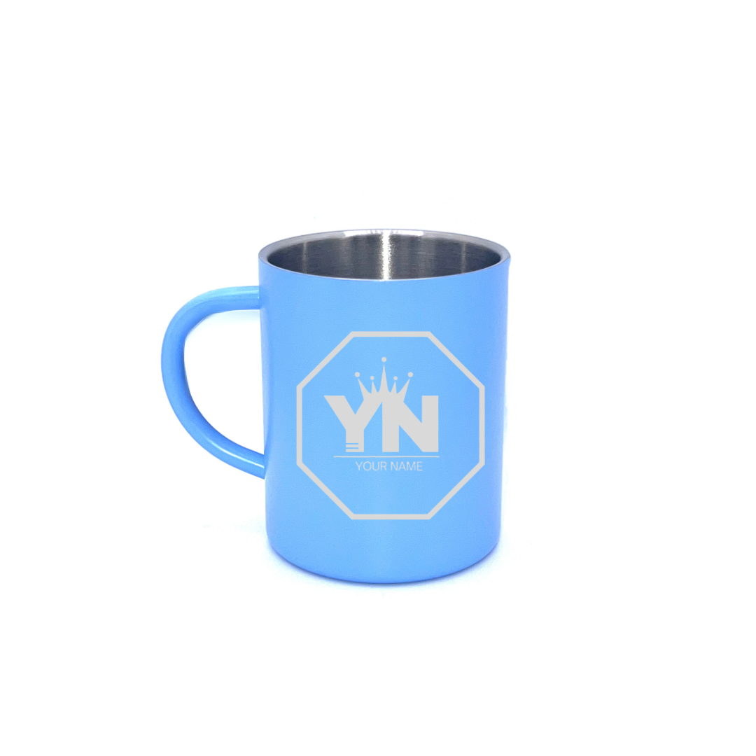 Personalised Gift: Steel Mug, Octagon Logo Design