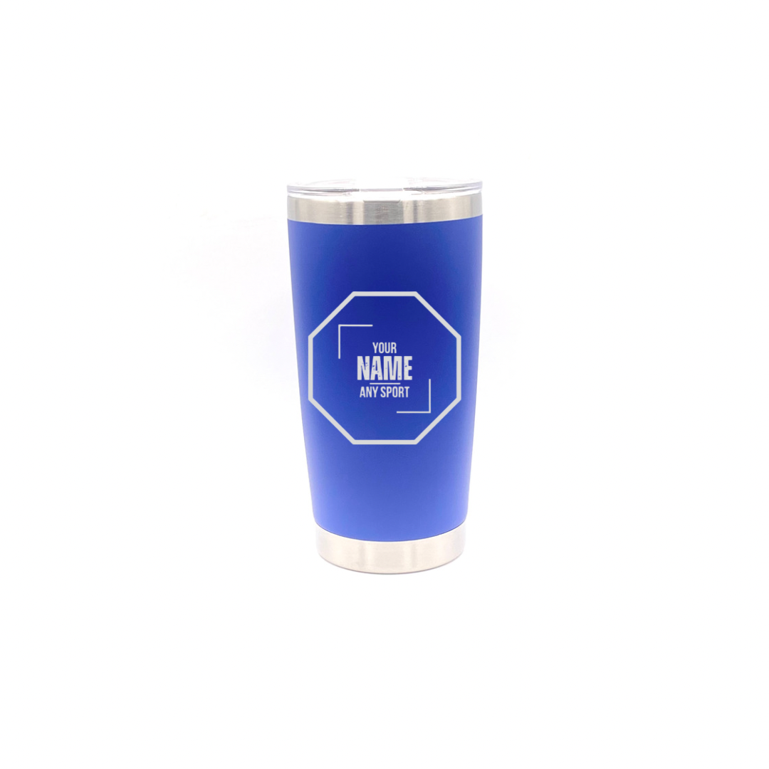 Personalised Gift: Thermal Travel Mug, Logo Design, Your Name & Initials & Any Sport