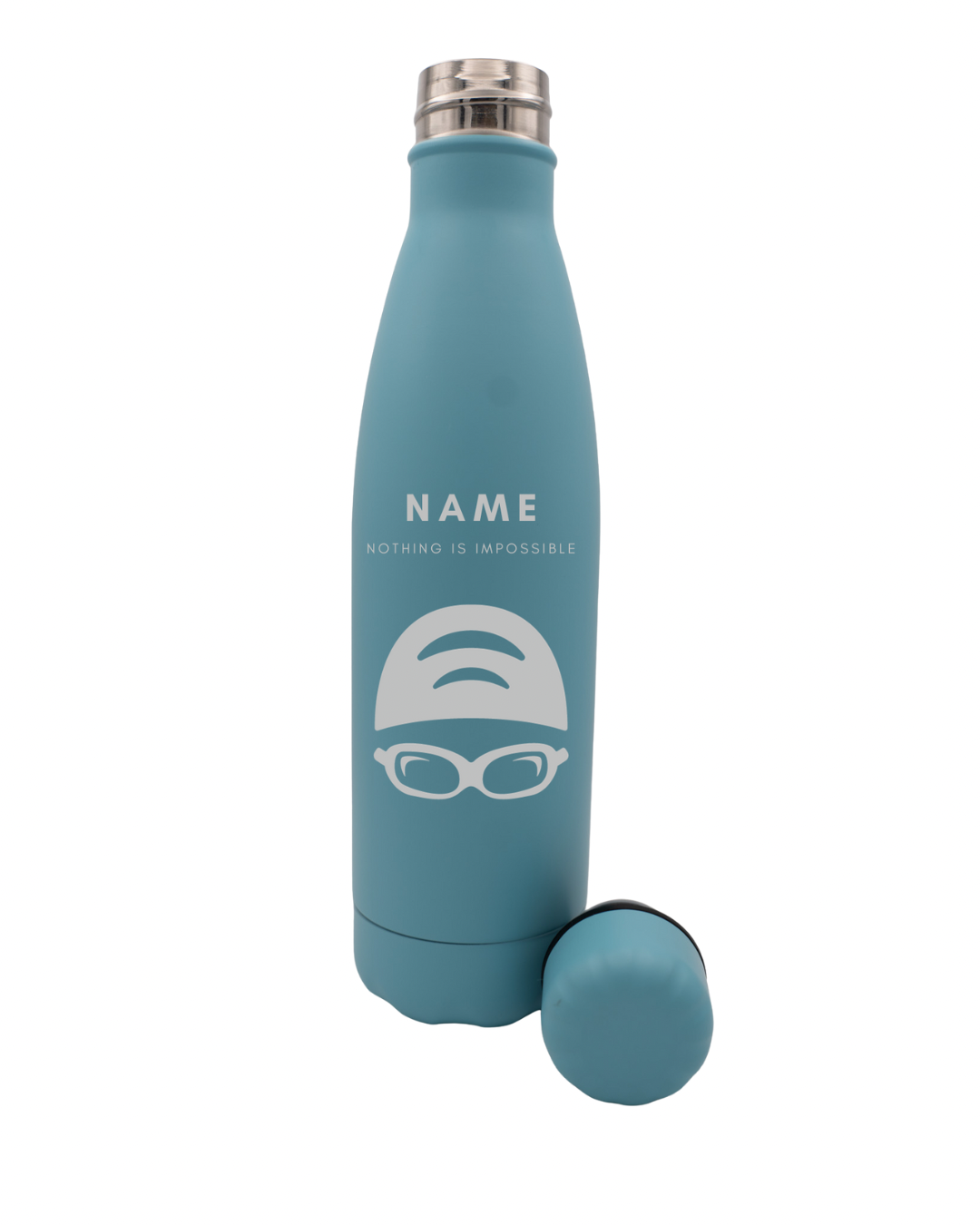 Gift for Swimmers - Personalised Thermos Water Bottle with Motivational ‘Nothing is Impossible’”