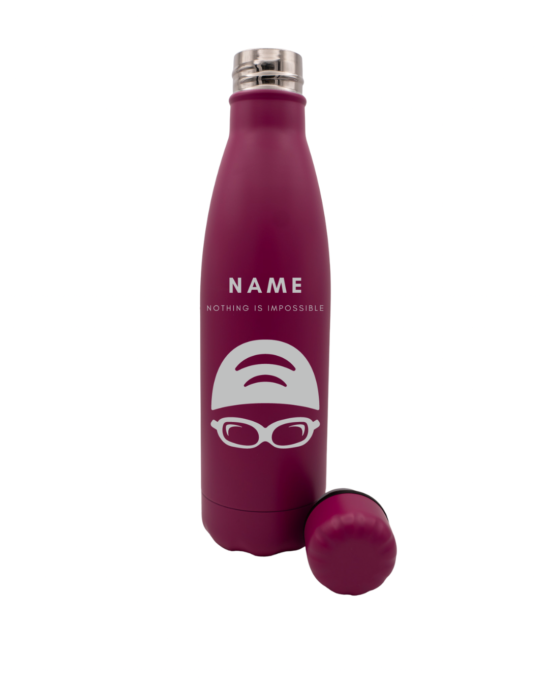 Gift for Swimmers - Personalised Thermos Water Bottle with Motivational ‘Nothing is Impossible’”