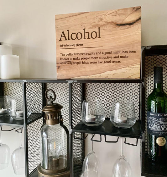 Personalised Gift: Handmade & Hand-finished, Wooden Art, Alcohol Definition, Funny