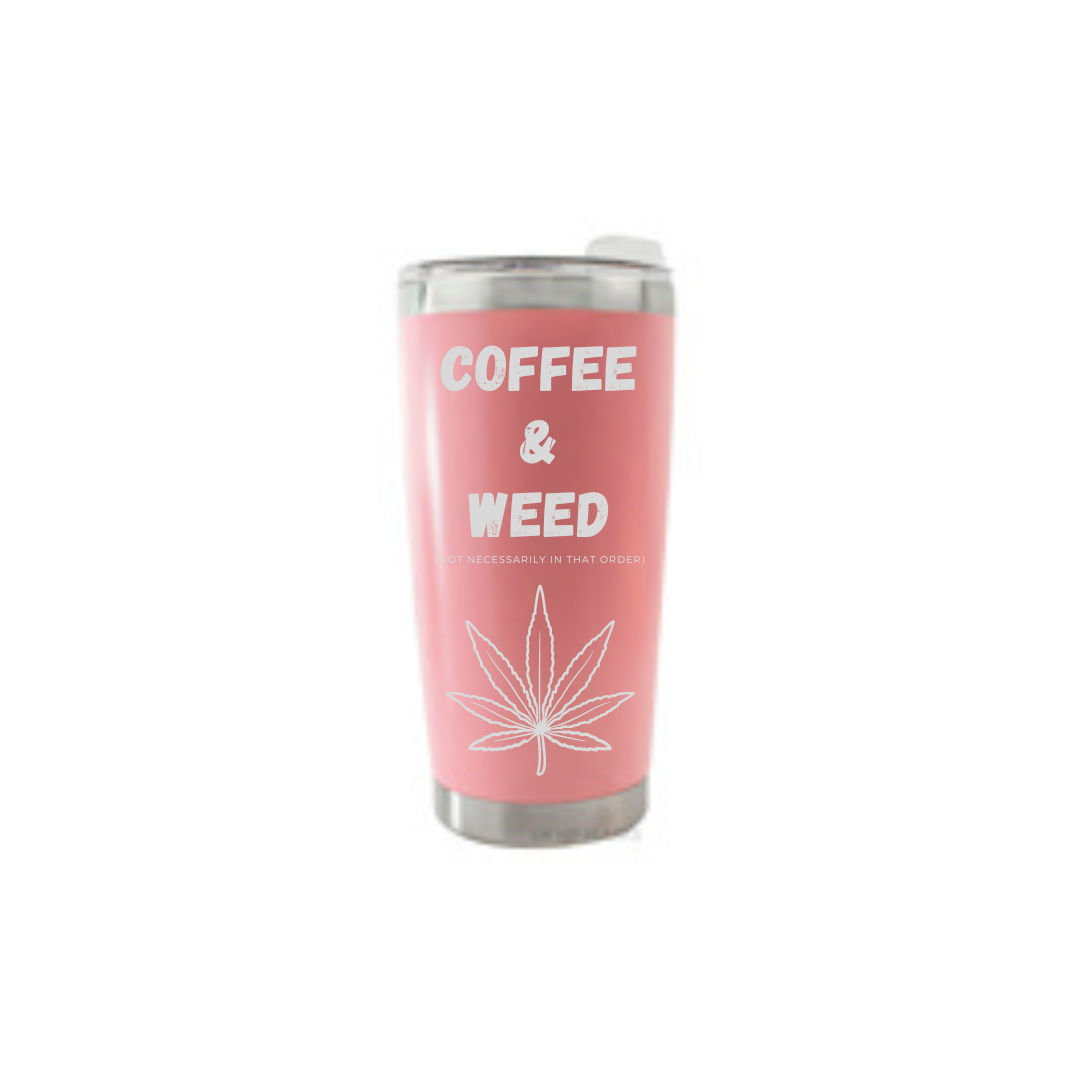 Personalised Gift: Thermal Travel Mug, Weed & Coffee Design