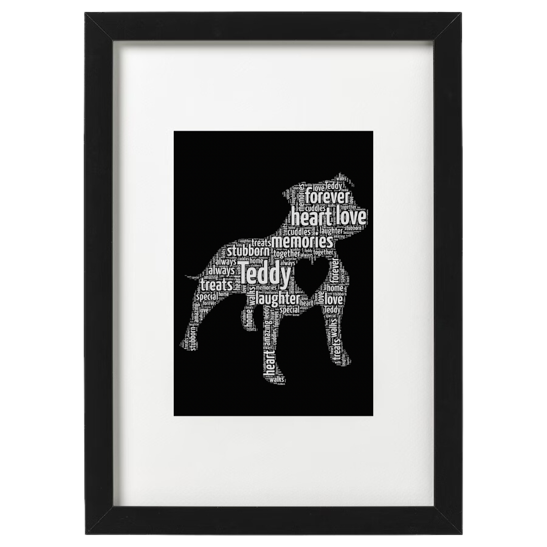 Personalised Gift: Word Art, Staffy, Staffordshire Bill Terrier & Your Key Words