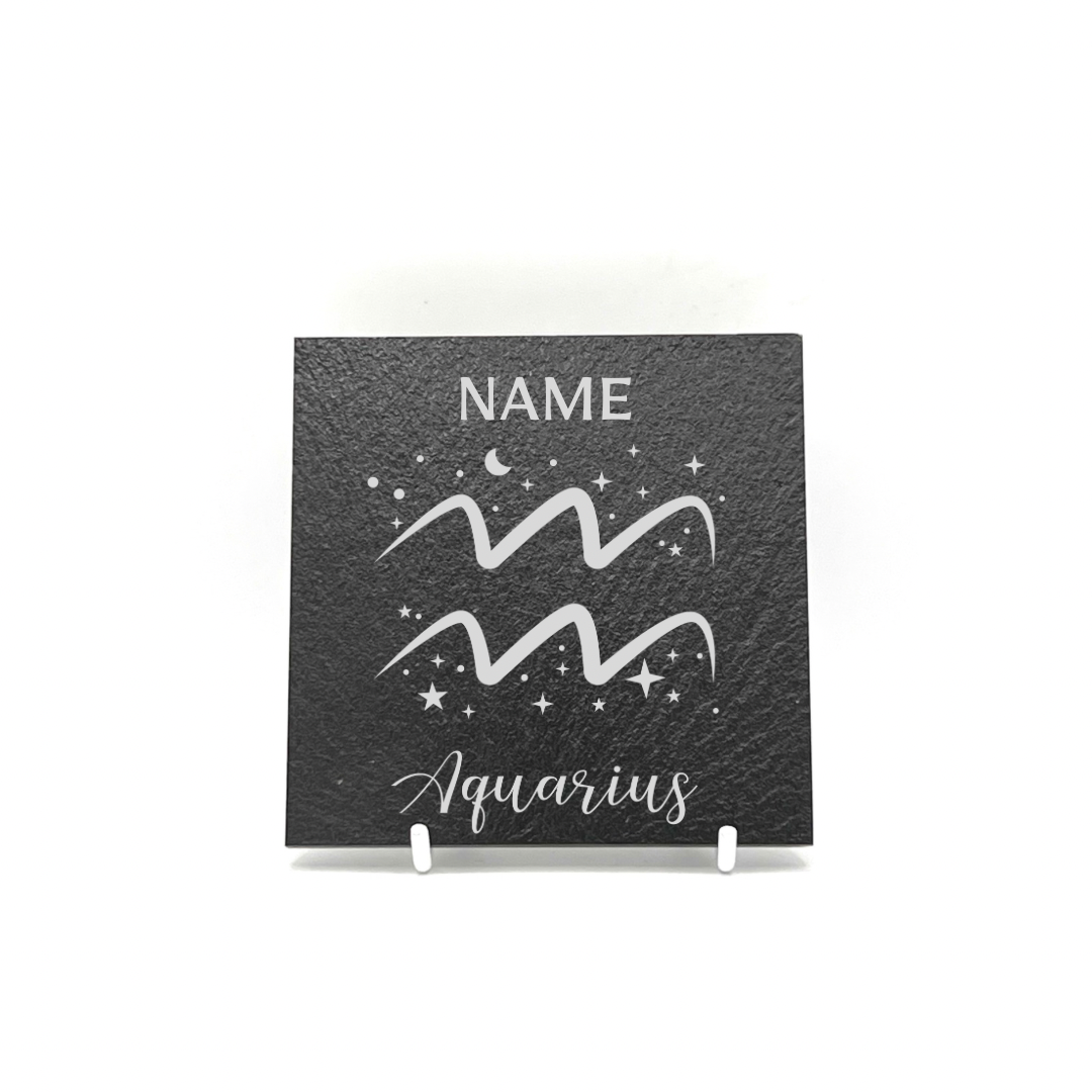 Personalised Gift: Personalised, Slate Coaster, Sign of the Zodiac, Star Sign & Any Name