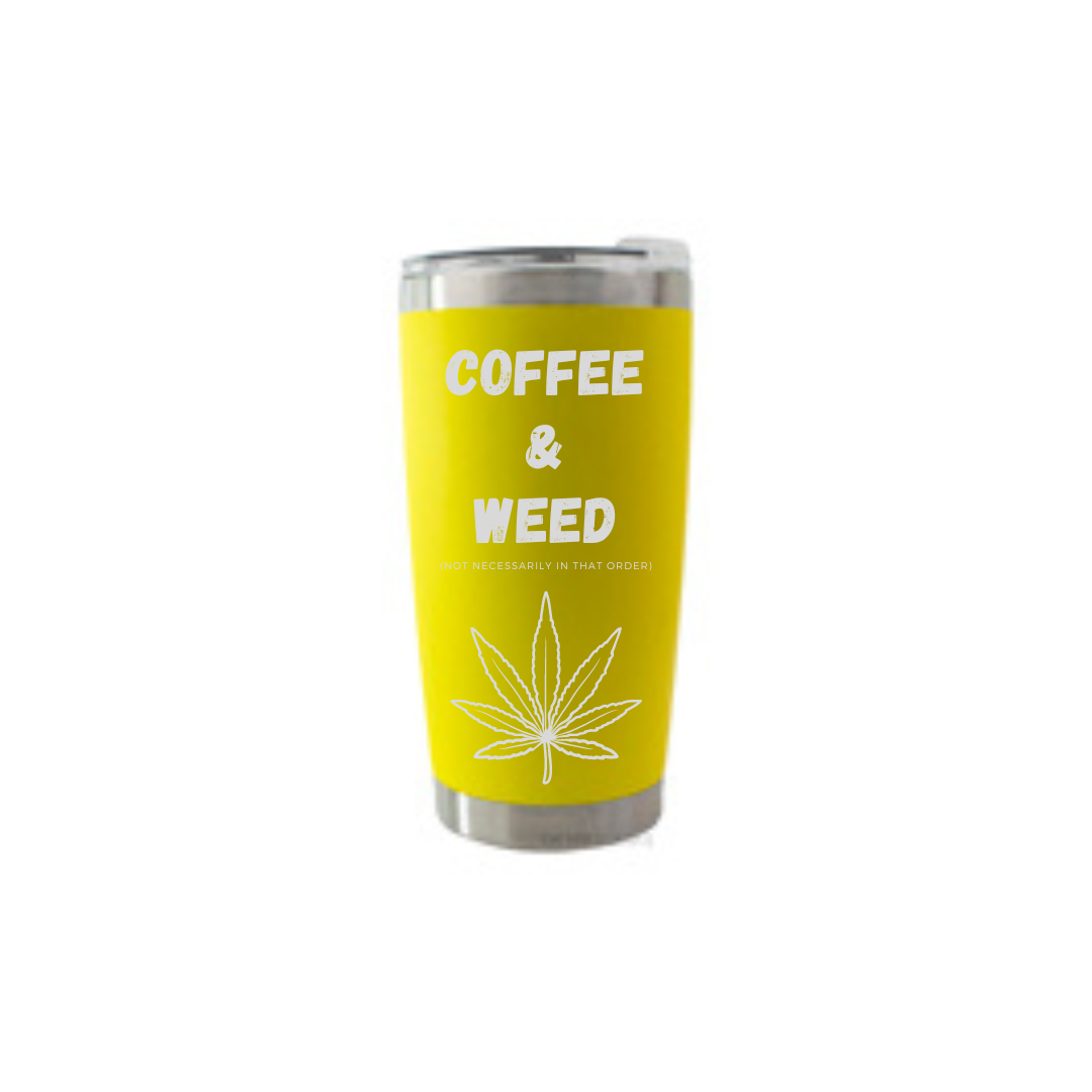 Personalised Gift: Thermal Travel Mug, Weed & Coffee Design