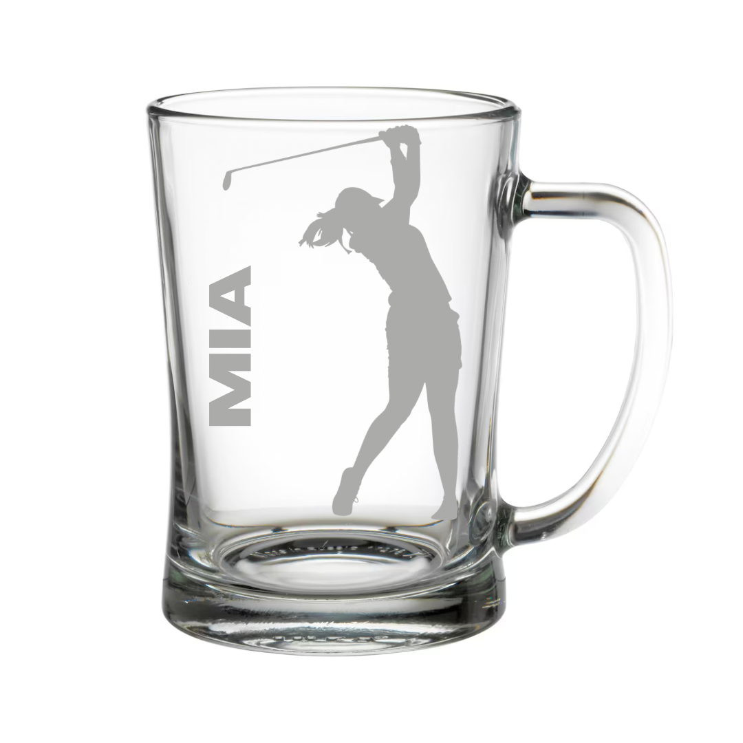 Personalised Gift: Beer Tanker, Ladies Golf Design, Any Name