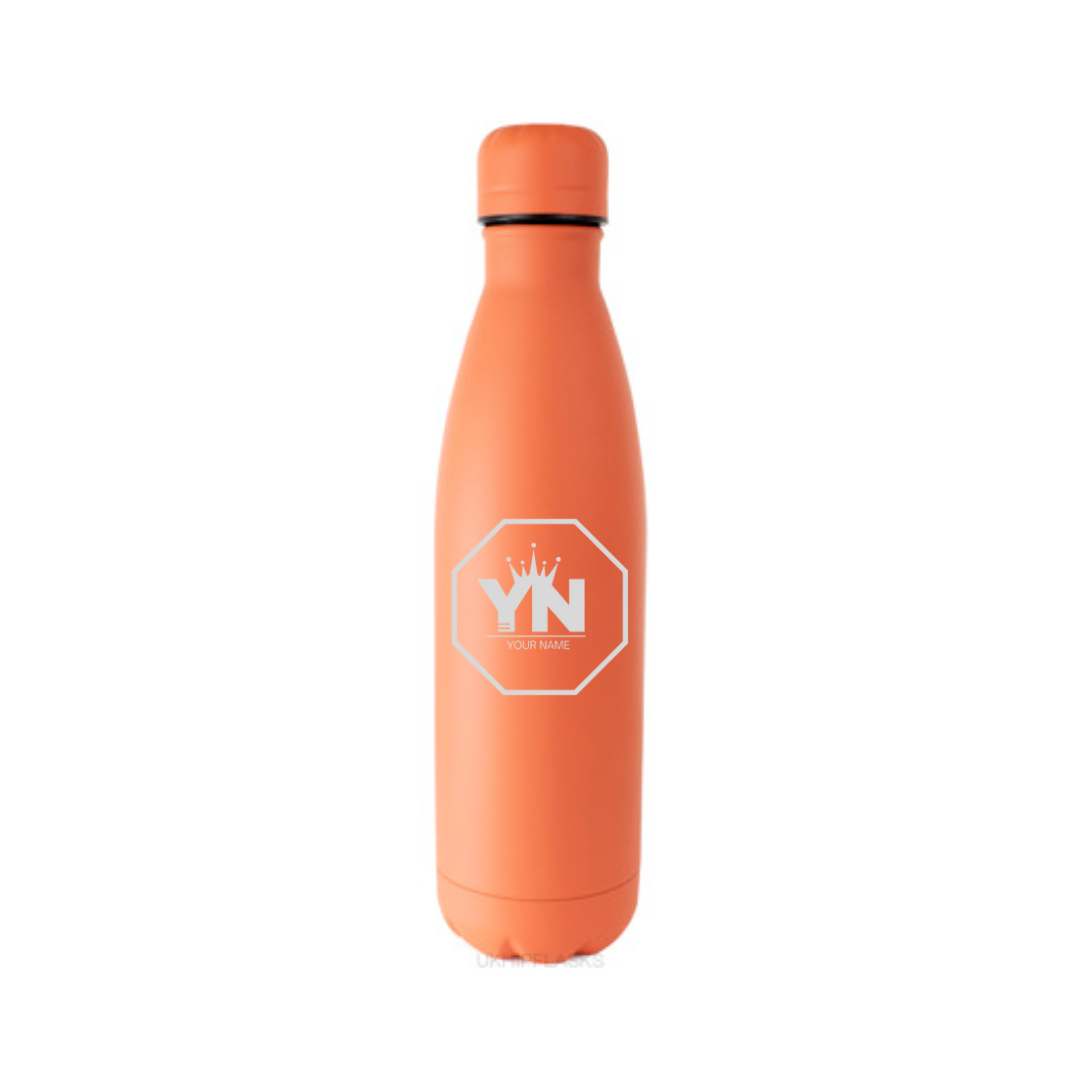 Personalised Gift: Steel Water Bottle, Personalised with Your Name & Initials In the King Octagon Logo